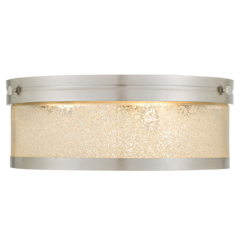 Quoizel Micah 16in 3-Light Flush Mount | Transitional Brushed Nickel and Crystal Sand Glass | Bedroom & Hallway | 16 x 16 x 6 in | Model MICA1616BN