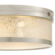 Quoizel Micah 16in 3-Light Flush Mount | Transitional Brushed Nickel and Crystal Sand Glass | Bedroom & Hallway | 16 x 16 x 6 in | Model MICA1616BN