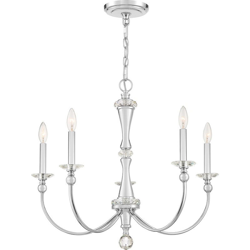 Quoizel Mila 5 Light Chandelier, Polished Chrome