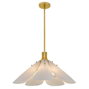 Quoizel Milton 25.25in 5-Light Pendant | Modern Light Gold and Etched White Glass | Dining Room & Foyer | 25.25 x 25.25 x 14 in | Model MILT2825LG