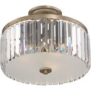 Quoizel Mirage 15.25in 3-Light Semi-Flush Mount | Glam Vintage Gold and Clear Crystal Glass | Bedroom & Hallway | Model MIR1715VG