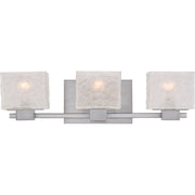 Quoizel Melody 24in 3-Light Vanity Light | Modern Brushed Nickel and White Textured Glass | Bathroom Vanity | 24 x 5.5 x 6.5 in | Model MLD8603BN