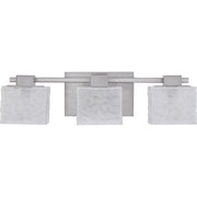 Quoizel Melody 24in 3-Light Vanity Light | Modern Brushed Nickel and White Textured Glass | Bathroom Vanity | 24 x 5.5 x 6.5 in | Model MLD8603BN