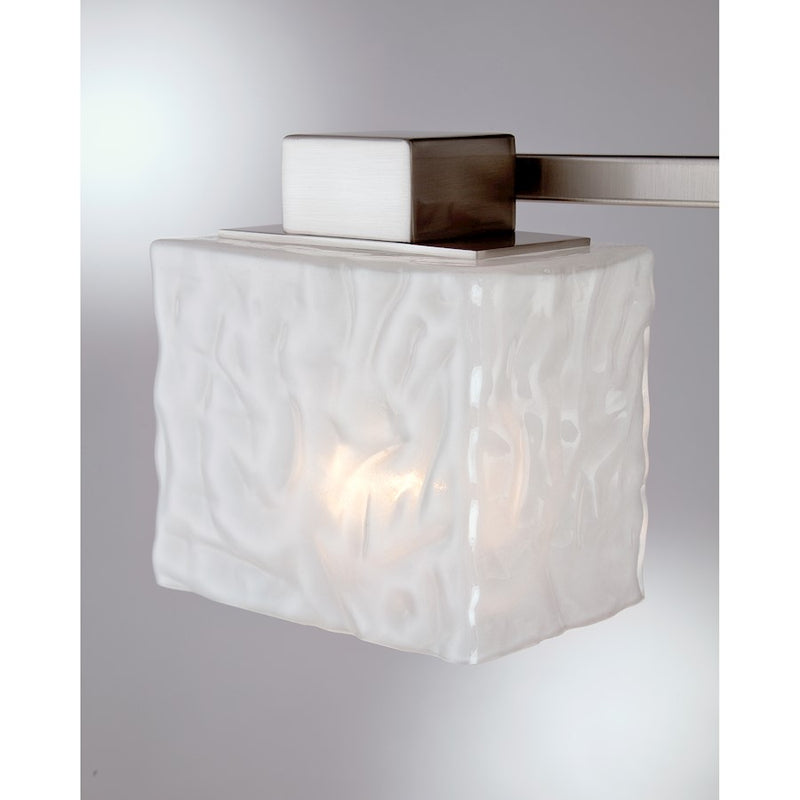 Quoizel Melody 24in 3-Light Vanity Light | Modern Brushed Nickel and White Textured Glass | Bathroom Vanity | 24 x 5.5 x 6.5 in | Model MLD8603BN