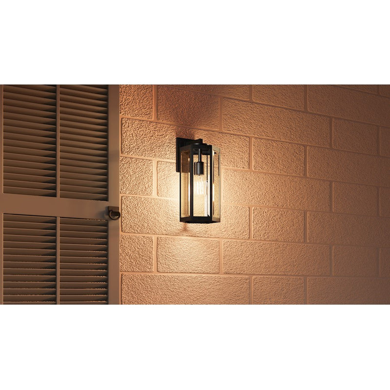 Quoizel Mesnick 1 Light Outdoor Lantern, Black/Clear Beveled