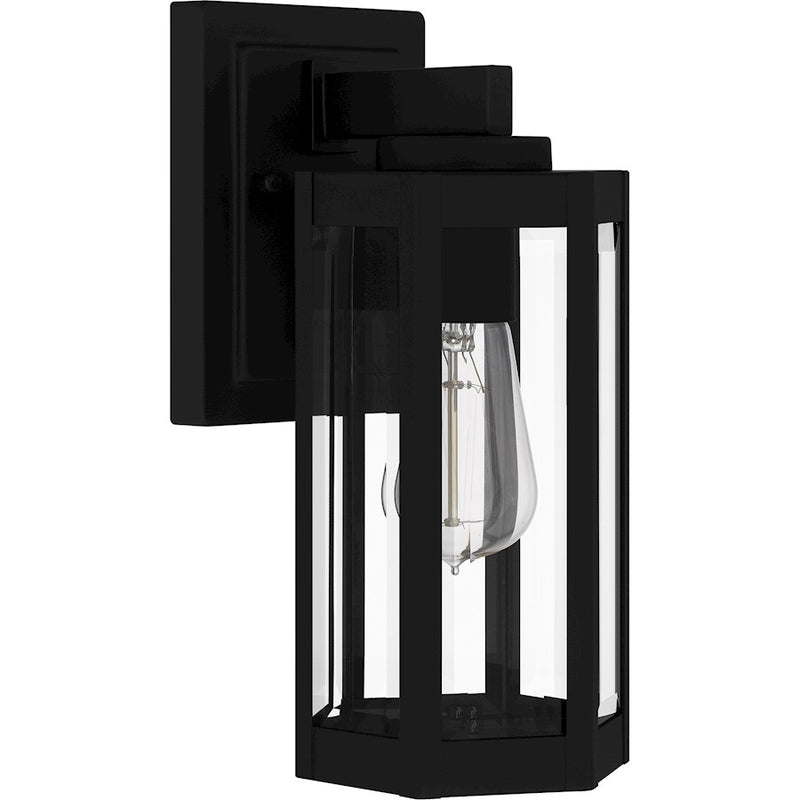 Quoizel Mesnick 1 Light Outdoor Lantern, Black/Clear Beveled