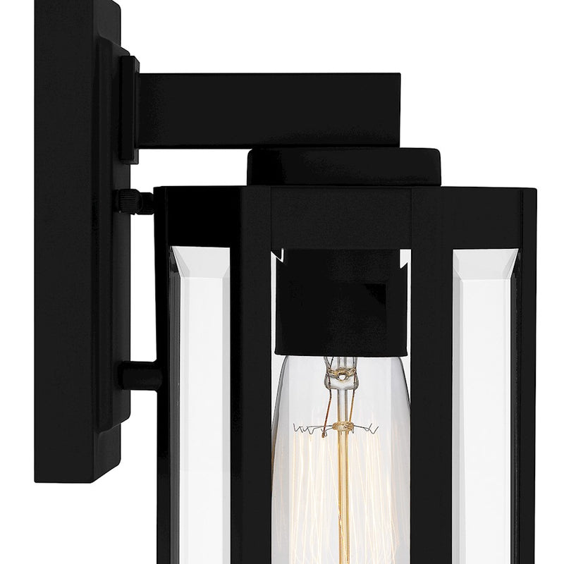 Quoizel Mesnick 1 Light Outdoor Lantern, Black/Clear Beveled