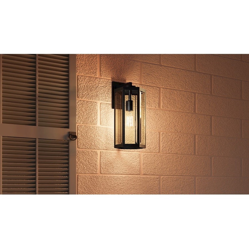 Quoizel Mesnick 1 Light Outdoor Lantern, Black/Clear Beveled