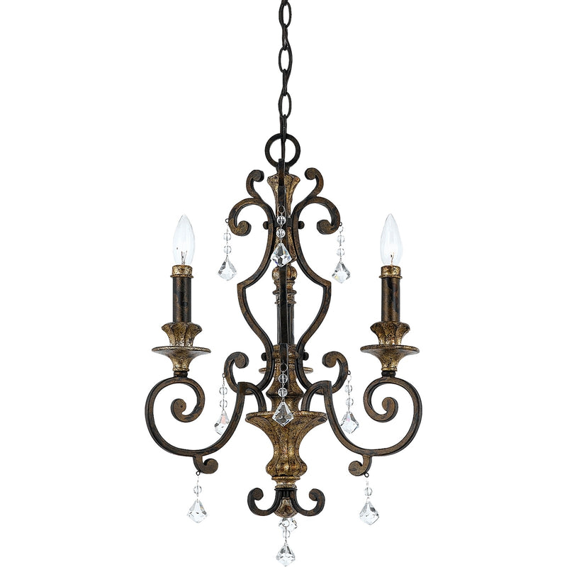 Quoizel Marquette 17in 3-Light Chandelier | Heirloom Steel and Crystal | Dining Room & Foyer | 17 x 17 x 24 in | Model MQ5003HL
