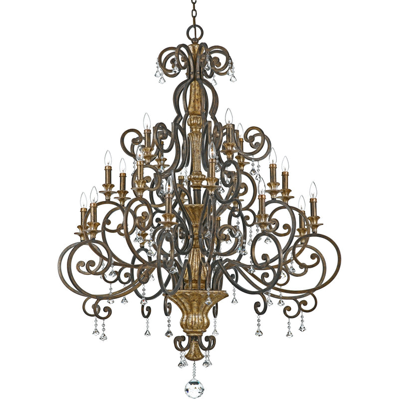 Quoizel Marquette 48in 20-Light Chandelier | Heirloom Bronze and Crystal Steel | Grand Foyer & Dining Room | 48.5 x 48.5 x 65 in | Model MQ5020HL