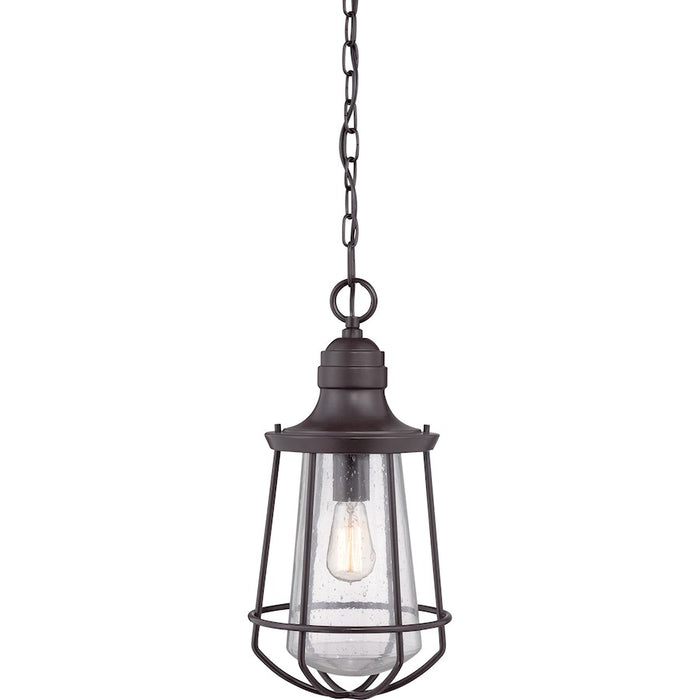 Quoizel Marine 1 Light Mini Pendant, Bronze/Clear Seeded