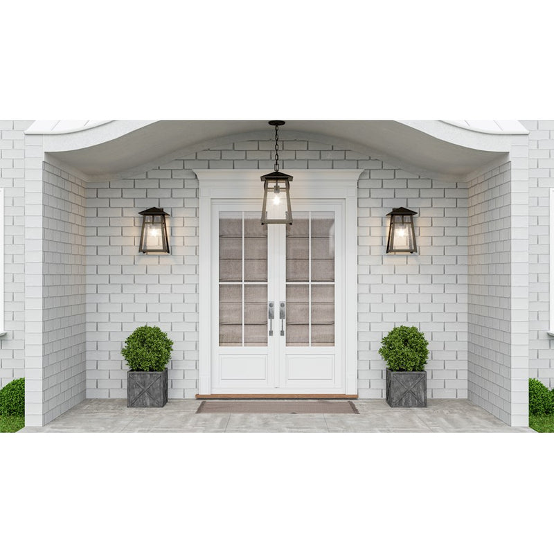 Quoizel Merle 1 Light 15" Outdoor Lantern, Burnished Bronze/Seeded