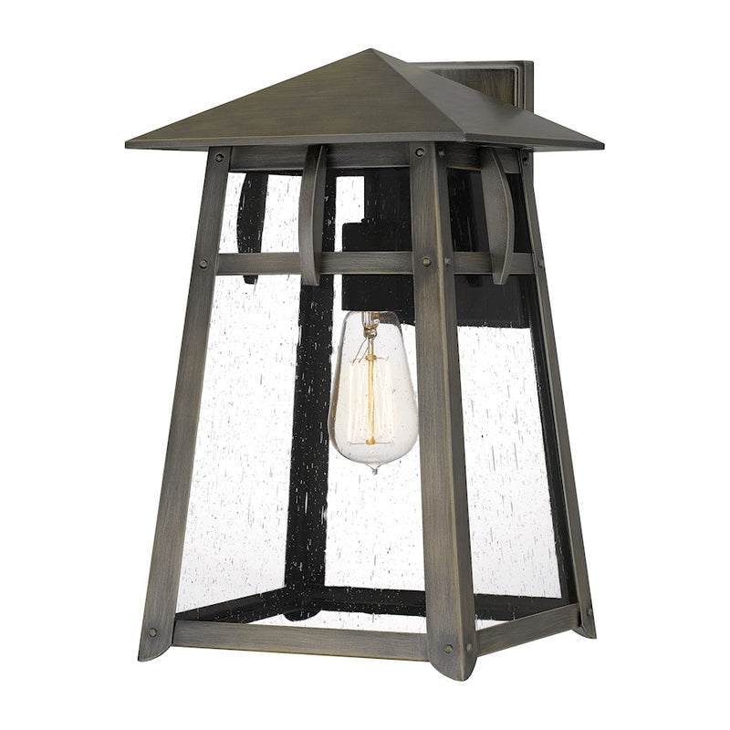 Quoizel Merle 1 Light 15" Outdoor Lantern, Burnished Bronze/Seeded