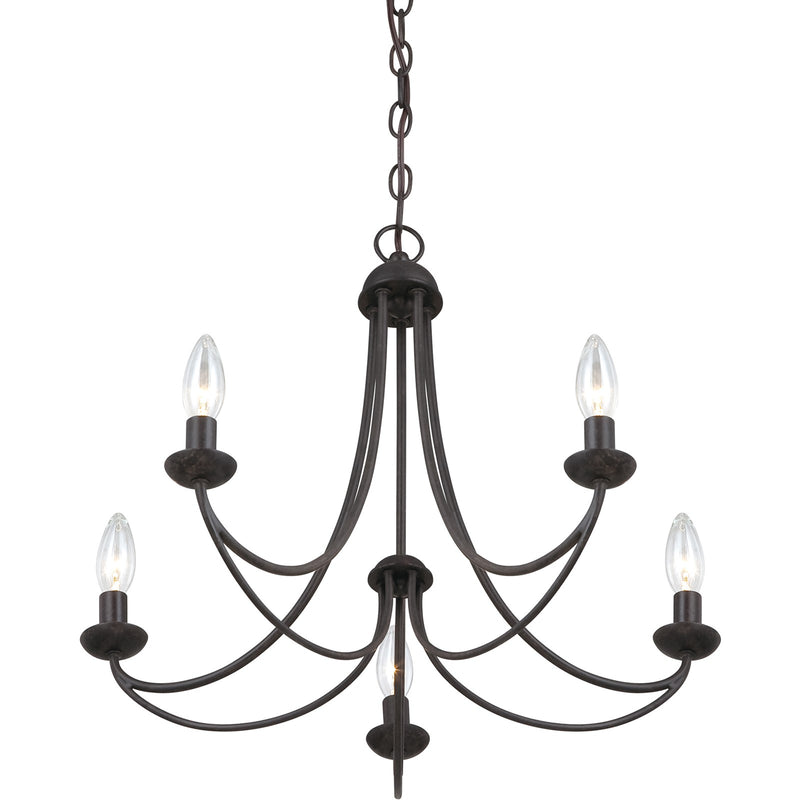 Quoizel Mirren 21in 5-Light Chandelier | Transitional Imperial Bronze Steel | Dining Room & Kitchen Island | 21 x 21 x 18 in | Model MRN5005IB