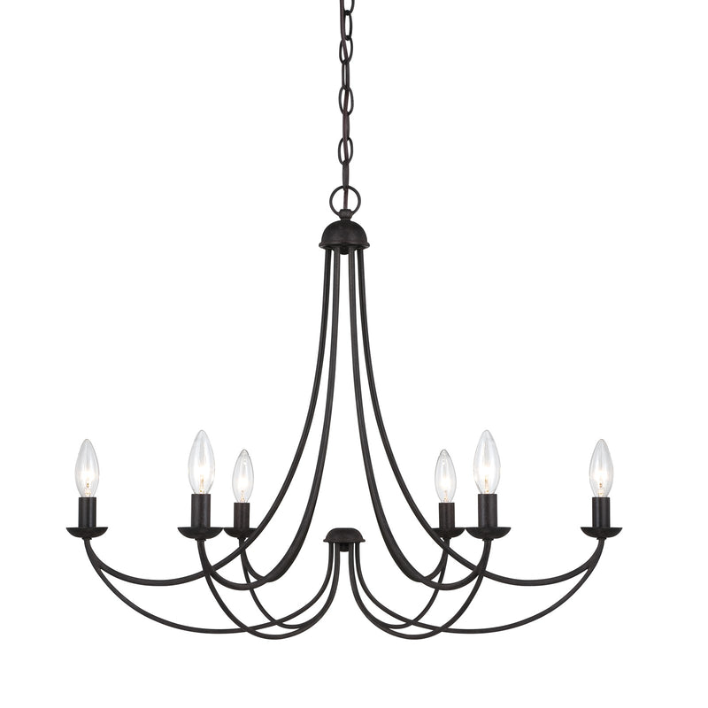 Quoizel Mirren 28in 6-Light Chandelier | Transitional Imperial Bronze Steel | Dining Room & Foyer | 28 x 28 x 23 in | Model MRN5006IB
