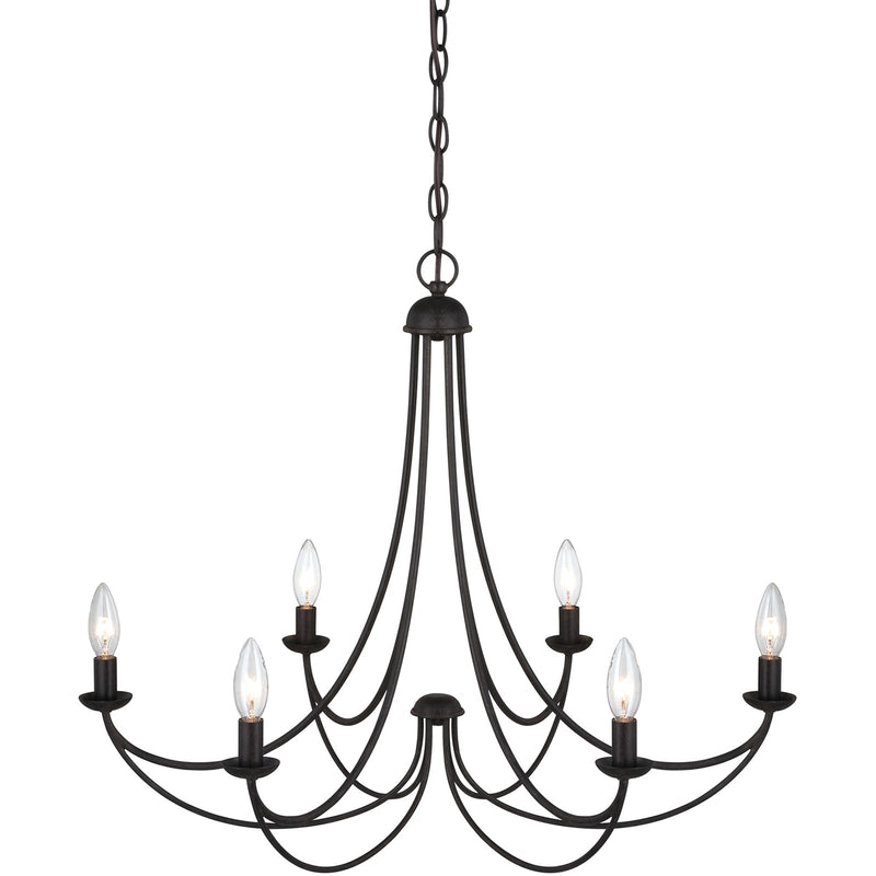 Quoizel Mirren 28in 6-Light Chandelier | Transitional Imperial Bronze Steel | Dining Room & Foyer | 28 x 28 x 23 in | Model MRN5006IB