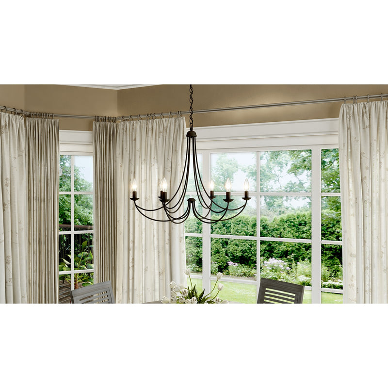 Quoizel Mirren 28in 6-Light Chandelier | Transitional Imperial Bronze Steel | Dining Room & Foyer | 28 x 28 x 23 in | Model MRN5006IB