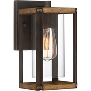 Quoizel Marion Square 7" 1 Light Outdoor Wall Lantern, Black/Clear