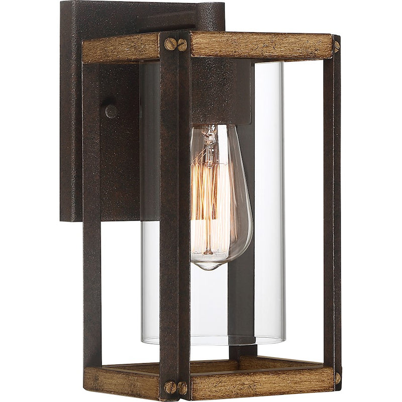 Quoizel Marion Square 7" 1 Light Outdoor Wall Lantern, Black/Clear