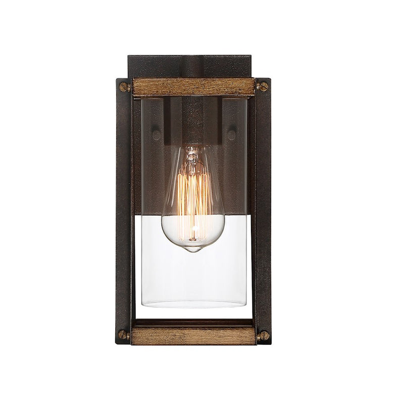 Quoizel Marion Square 7" 1 Light Outdoor Wall Lantern, Black/Clear