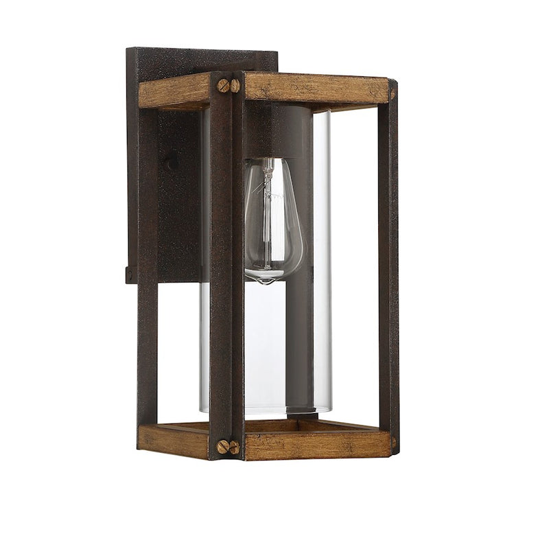 Quoizel Marion Square 8" 1 Light Outdoor Wall Lantern, Black/Clear