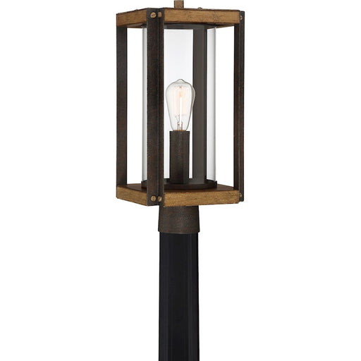 Quoizel Marion Square 1 Light Outdoor Post, Black/Clear