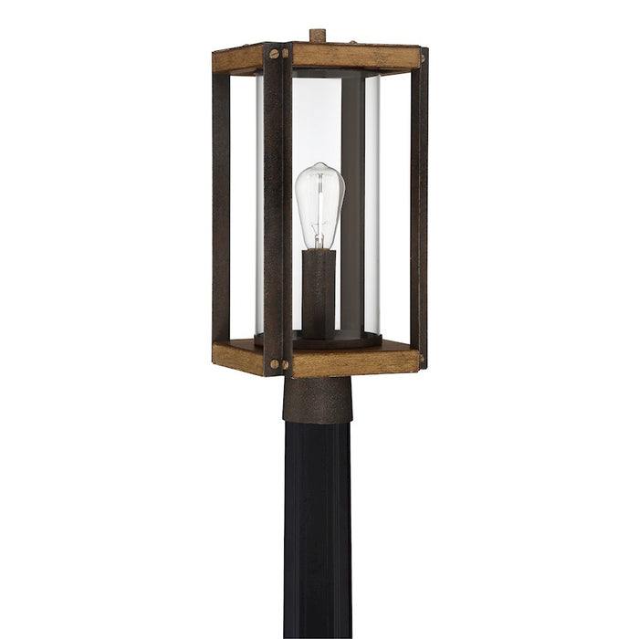 Quoizel Marion Square 1 Light Outdoor Post, Black/Clear