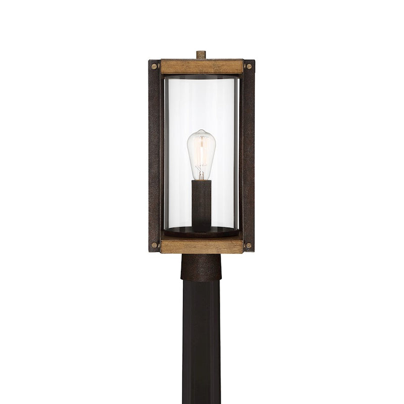 Quoizel Marion Square 1 Light Outdoor Post, Black/Clear