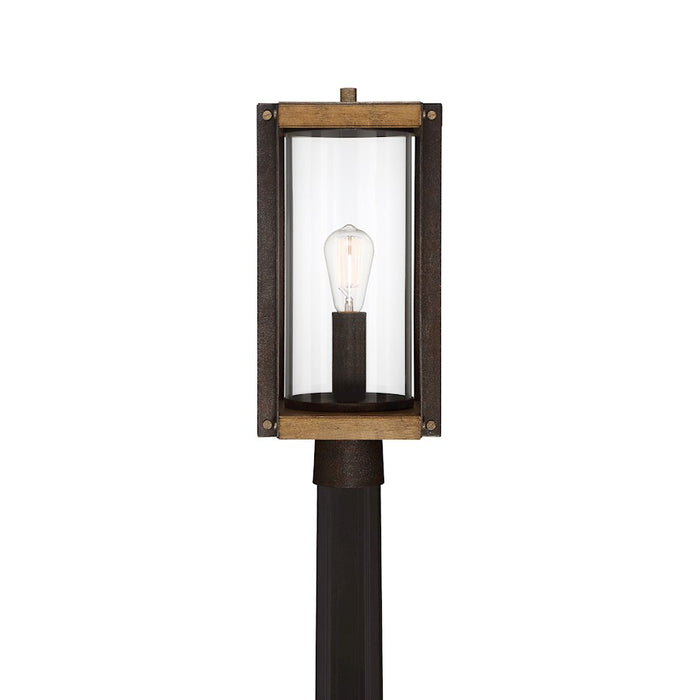 Quoizel Marion Square 1 Light Outdoor Post, Black/Clear