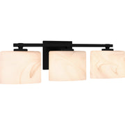 Quoizel Mather 24in 3-Light Vanity Light | Modern Matte Black and White Marble Glass | Bathroom Vanity & Powder Room | Model MTH8624MBK