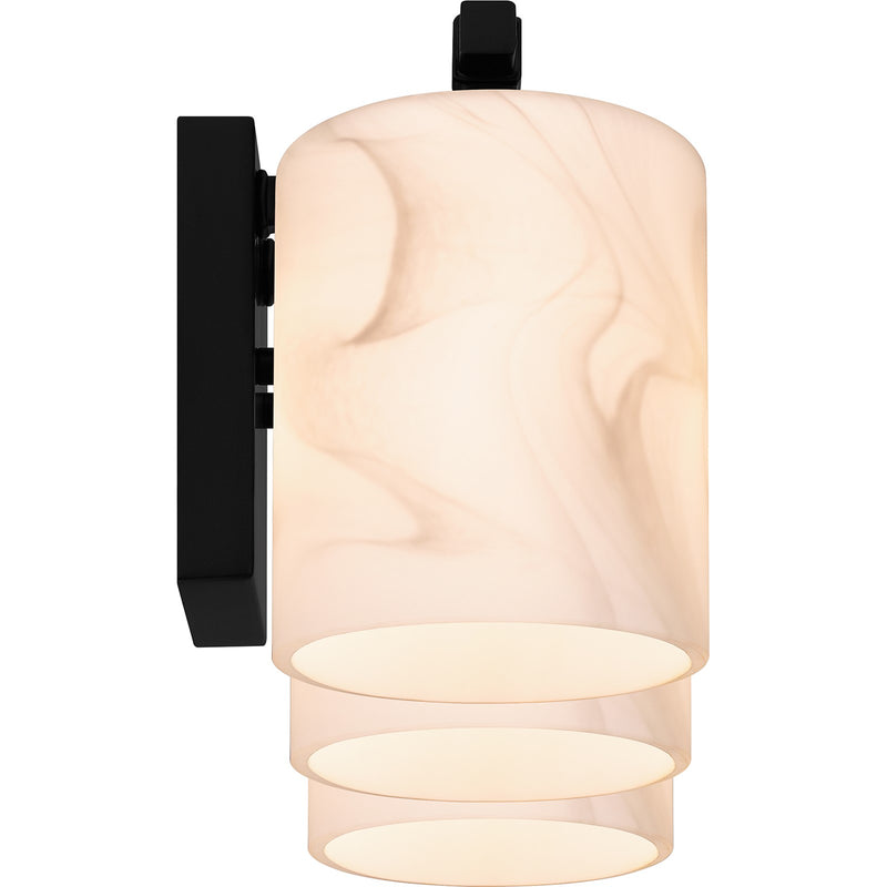 Quoizel Mather 24in 3-Light Vanity Light | Modern Matte Black and White Marble Glass | Bathroom Vanity & Powder Room | Model MTH8624MBK