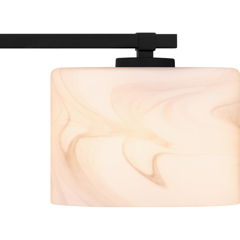 Quoizel Mather 24in 3-Light Vanity Light | Modern Matte Black and White Marble Glass | Bathroom Vanity & Powder Room | Model MTH8624MBK