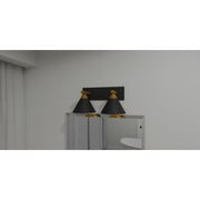 Quoizel Mastro 17in 2-Light Vanity Light | Industrial Matte Black and Gold Metal | Bathroom Vanity & Powder Room | Model MTO8617MBK