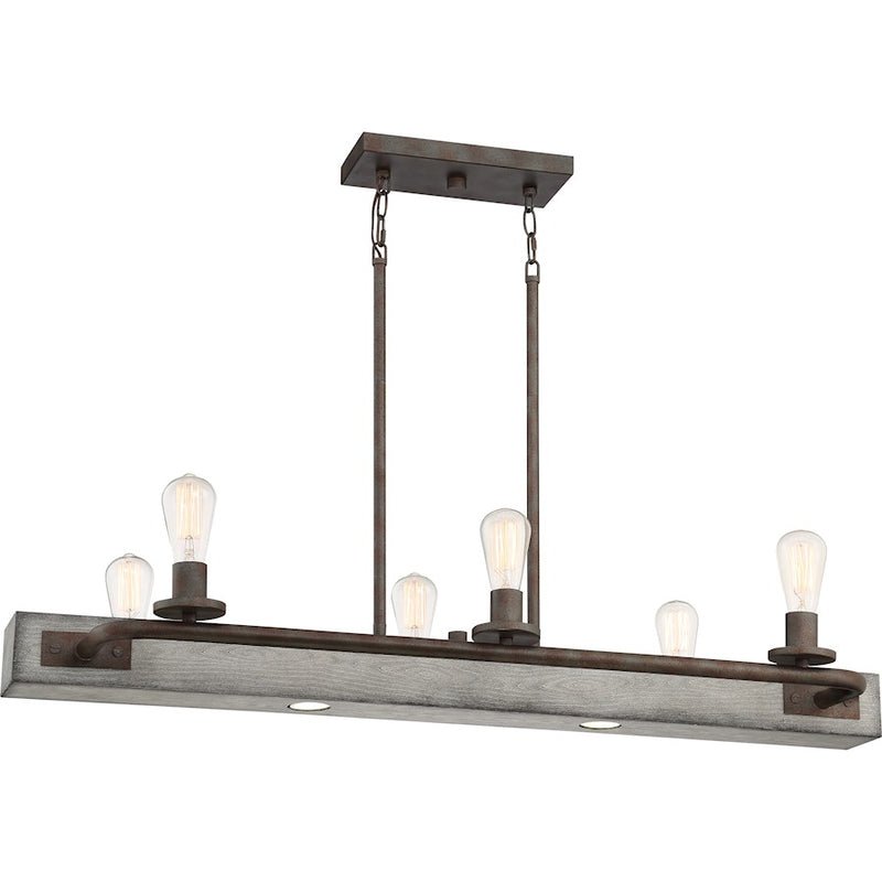 Quoizel Melville Linear 6 Light Chandelier, Iron Gate