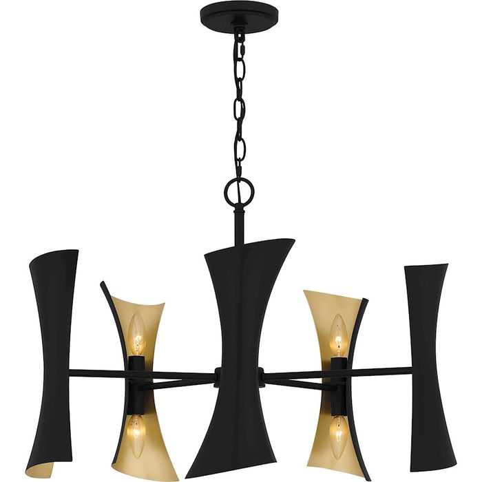 Quoizel Myla 10 Lt Chandelier, Black/Black Metal Shade Gold Inside