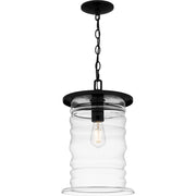Quoizel Noland 10in 1-Light Mini Pendant | Coastal Matte Black and Clear Glass | Kitchen Island & Dining Room | 10 x 10 x 17 in | Model NAD1510MBK