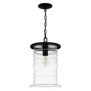 Quoizel Noland 10in 1-Light Mini Pendant | Coastal Matte Black and Clear Glass | Kitchen Island & Dining Room | 10 x 10 x 17 in | Model NAD1510MBK