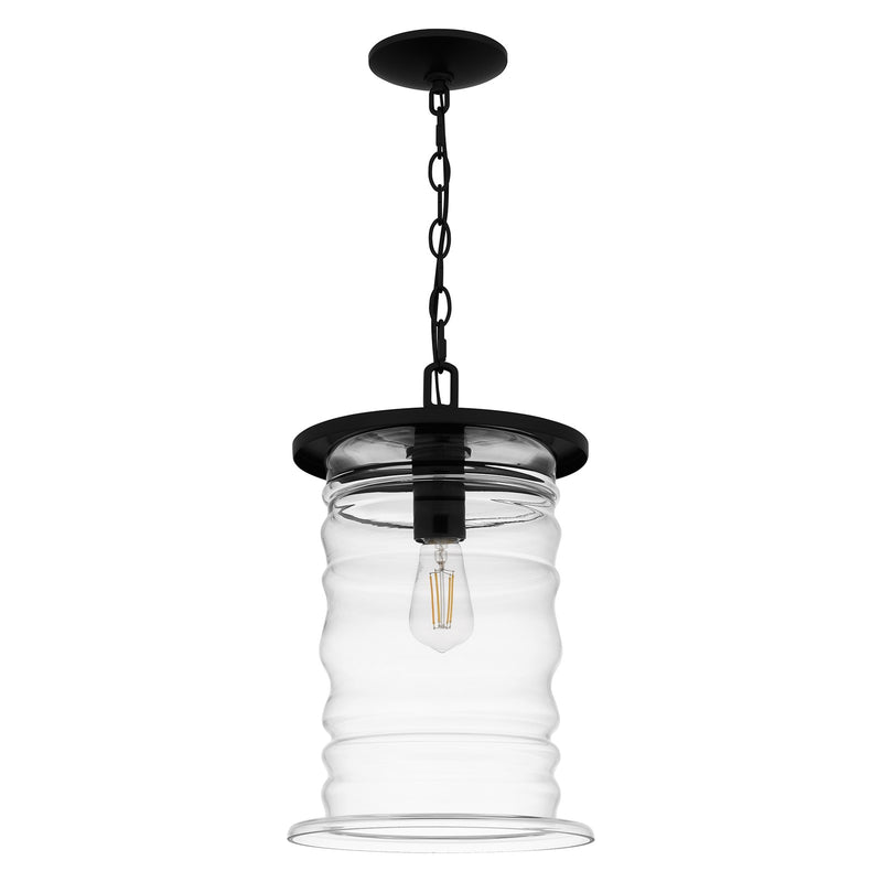 Quoizel Noland 10in 1-Light Mini Pendant | Coastal Matte Black and Clear Glass | Kitchen Island & Dining Room | 10 x 10 x 17 in | Model NAD1510MBK