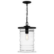 Quoizel Noland 10in 1-Light Mini Pendant | Coastal Matte Black and Clear Glass | Kitchen Island & Dining Room | 10 x 10 x 17 in | Model NAD1510MBK