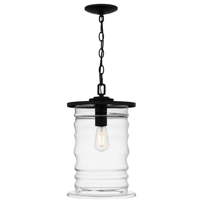 Quoizel Noland 10in 1-Light Mini Pendant | Coastal Matte Black and Clear Glass | Kitchen Island & Dining Room | 10 x 10 x 17 in | Model NAD1510MBK