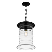 Quoizel Noland 10in 1-Light Mini Pendant | Coastal Matte Black and Clear Glass | Kitchen Island & Dining Room | 10 x 10 x 17 in | Model NAD1510MBK