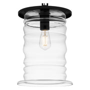 Quoizel Noland 10in 1-Light Mini Pendant | Coastal Matte Black and Clear Glass | Kitchen Island & Dining Room | 10 x 10 x 17 in | Model NAD1510MBK