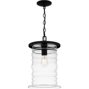 Quoizel Noland 10in 1-Light Outdoor Hanging Lantern | Coastal Matte Black and Clear Glass | Covered Patio & Porch | 10 x 10 x 17 in | Model NAD1910MBK