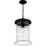 Quoizel Noland 10in 1-Light Outdoor Hanging Lantern | Coastal Matte Black and Clear Glass | Covered Patio & Porch | 10 x 10 x 17 in | Model NAD1910MBK