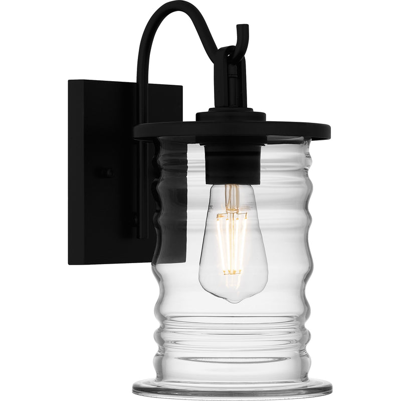 Quoizel Noland 8in 1-Light Outdoor Wall Lantern | Coastal Matte Black and Clear Glass | Porch & Entryway | 6 x 8 x 13 in | Model NAD8406MBK