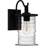 Quoizel Noland 8in 1-Light Outdoor Wall Lantern | Coastal Matte Black and Clear Glass | Porch & Entryway | 6 x 8 x 13 in | Model NAD8406MBK