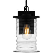 Quoizel Noland 8in 1-Light Outdoor Wall Lantern | Coastal Matte Black and Clear Glass | Porch & Entryway | 6 x 8 x 13 in | Model NAD8406MBK