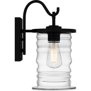 Quoizel Noland 8in 1-Light Outdoor Wall Lantern | Coastal Matte Black and Clear Glass | Porch & Entryway | 6 x 8 x 13 in | Model NAD8406MBK