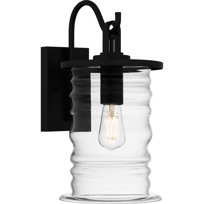 Quoizel Noland 11in 1-Light Outdoor Wall Lantern | Coastal Matte Black and Clear Glass | Front Porch & Entryway | Model NAD8408MBK
