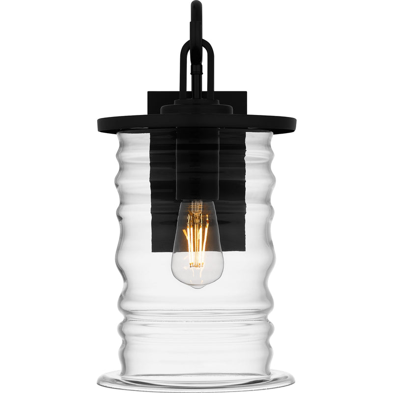 Quoizel Noland 11in 1-Light Outdoor Wall Lantern | Coastal Matte Black and Clear Glass | Front Porch & Entryway | Model NAD8408MBK